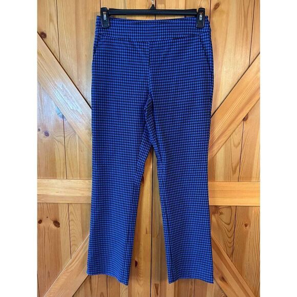 Eric Casual Straight Leg Blue Black Houndstooth Pants Size Small NWT (8735) - Picture 1 of 8
